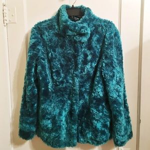 💰Teal Faux Fur Coat